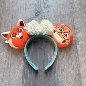 Disney Parks Turning Red Panda Mei Minnie‎ Mouse Ears Headband Plush Pom Pom Bow